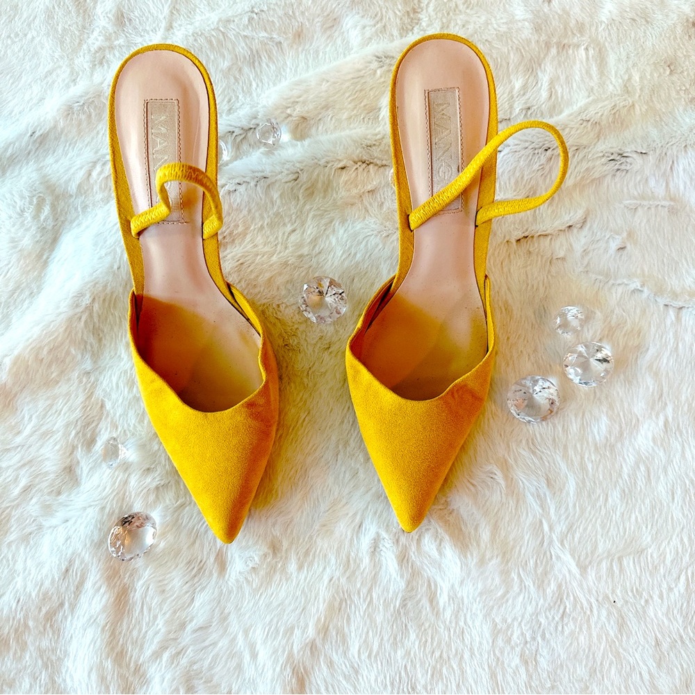 MANGO Stylish Yellow Suede Heels - Excellent condition - Size 8.5